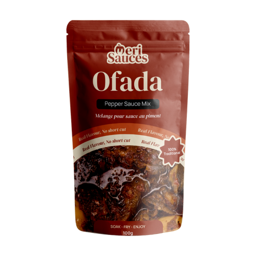 Meri Sauces Ofada pepper sauce mix in a red pouch