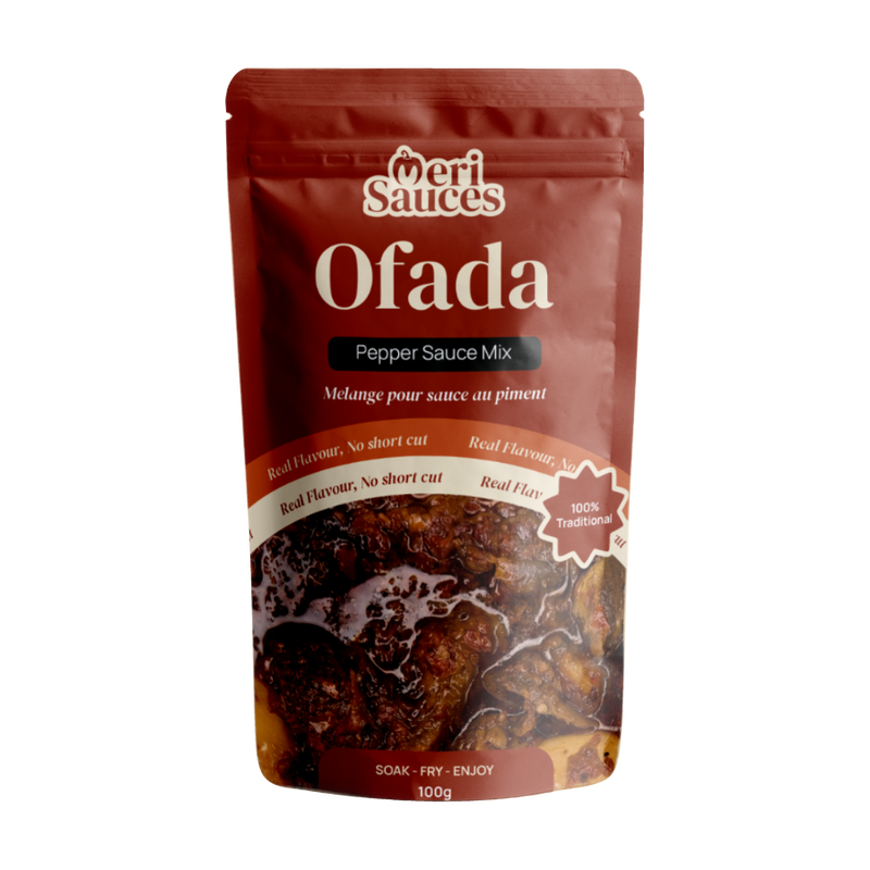 Meri Sauces Ofada pepper sauce mix in a red pouch